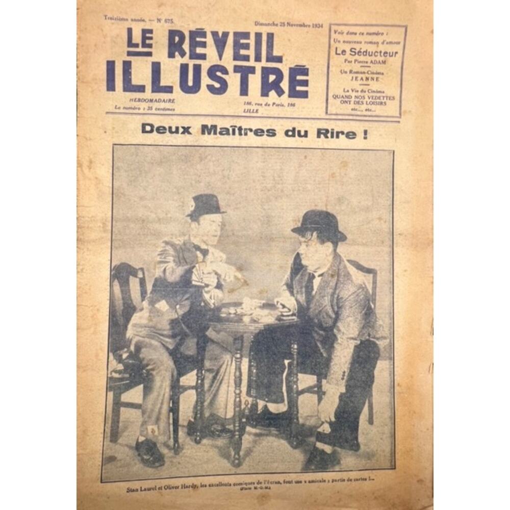 RARE 1934 French Laurel and Hardy Magazine Newspaper Stan Laurel Oliver Hardy